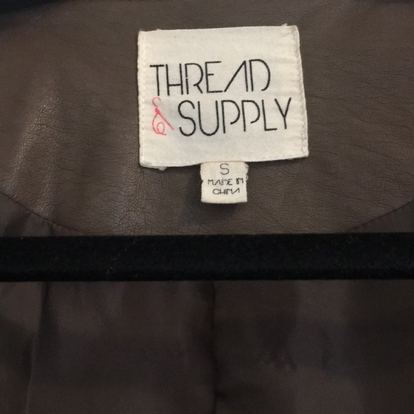 Brown Cropped faux leather jacket - Picture 2 of 2